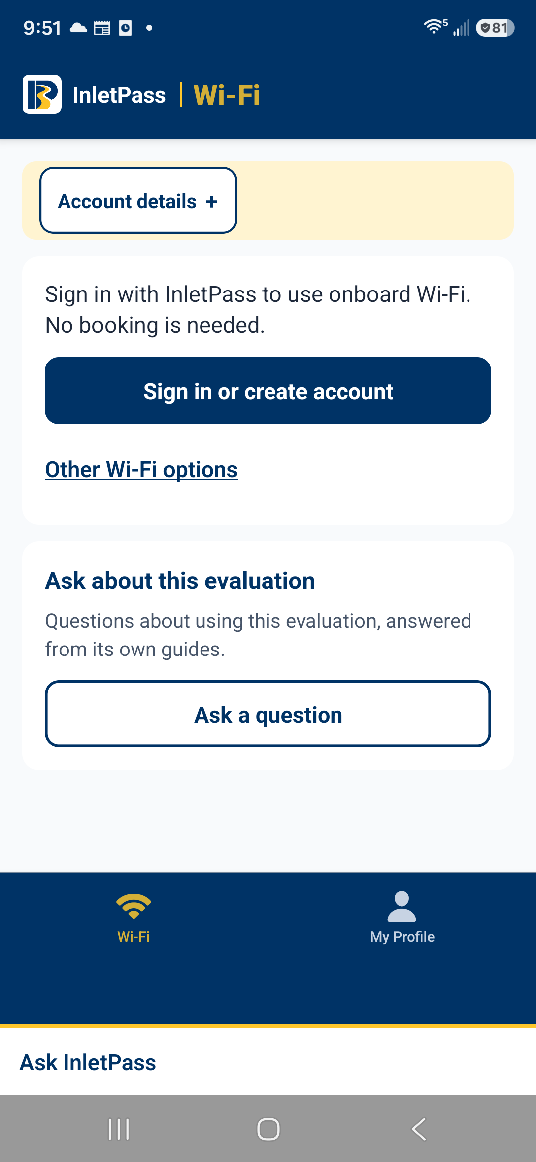 Android Wi-Fi sign-in screen